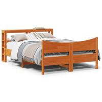 Bedframe met hoofdbord massief grenenhout wasbruin 120x200 cm - thumbnail