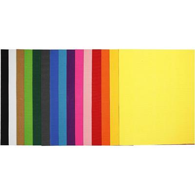 Creativ Company Ribbelkarton, vel 50x70 cm, 80 gr, diverse kleuren, 15 vel/ 1 doos