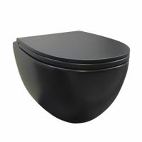 Wandcloset Luca Sanitair Vaso Rimless 54x36cm Mat zwart (Exclusief zitting) - thumbnail