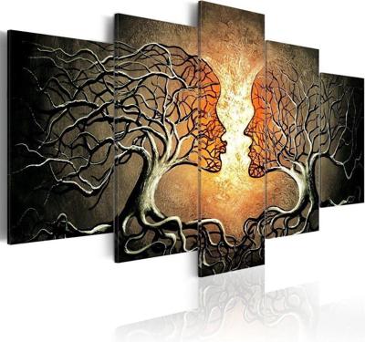 Schilderij - Liefdeverstrengeling, 5luik, Premium Print op echt Italiaans canvas canvas, een sierraad aan de muur, Wanddecoratie, Abstract