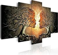 Schilderij - Liefdeverstrengeling, 5luik, Premium Print op echt Italiaans canvas canvas, een sierraad aan de muur, Wanddecoratie, Abstract - thumbnail