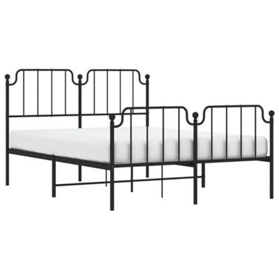 Bedframe met hoofd- en voeteneindemetaal zwart 140x190 cm