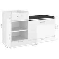 VidaXL Schoenenbank 94,5x31x57 cm bewerkt hout hoogglans wit - thumbnail