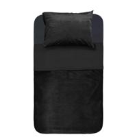 Sleeptime Velvet Piping Zwart 140 x 220 cm - thumbnail