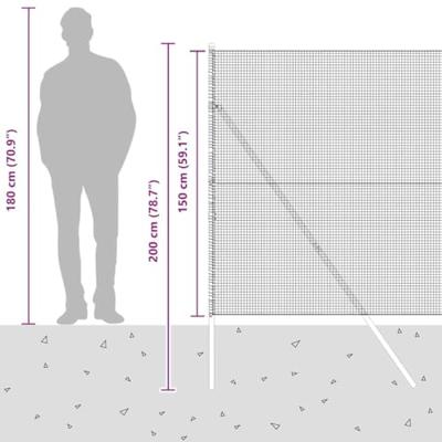 VidaXL Afrasteringspaal grijs 10 x 1,5 m (16 x 16 mm gaas)