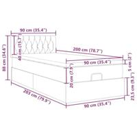 Ottoman bed met matras 90x200cm fluweel donkergrijs - thumbnail