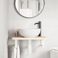 Badkamer wandschap staal en massief eikenhout - thumbnail