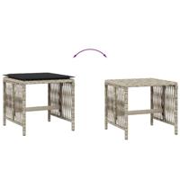 Tuinkrukken 4 st met kussens 41x41x36 cm poly rattan lichtgrijs - thumbnail