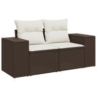 5-delige Loungeset met kussens poly rattan bruin - thumbnail