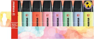 Markeerstift Stabilo Boss pastel 8 kleuren Markeerstift Stabilo Boss pastel 8 kleuren