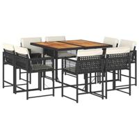 9-delige Tuinset poly rattan zwart - thumbnail