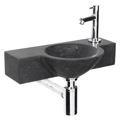 Differnz Teti fonteinset bombai black natuursteen kraan recht chroom 40 x 23 x 8 cm zwart