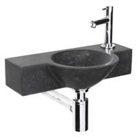 Differnz Teti fonteinset bombai black natuursteen kraan recht chroom 40 x 23 x 8 cm zwart - thumbnail