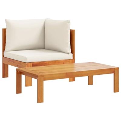 2-delige Loungeset met kussens massief acaciahout