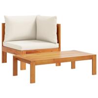 2-delige Loungeset met kussens massief acaciahout - thumbnail