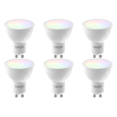CALEX - LED Spot 6 Pack - Smart Reflectorlamp - GU10 Fitting - 5W - Aanpasbare Kleur CCT - RGB - Wit CALEX - LED Spot 6 Pack - Smart Reflectorlamp - GU10 Fitting - 5W - Aanpasbare Kleur CCT - RGB - Wit