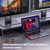 Ugreen CM556-kabel met USB-C- en DisplayPort 8K-connectoren, 1 m lang - grijs - thumbnail