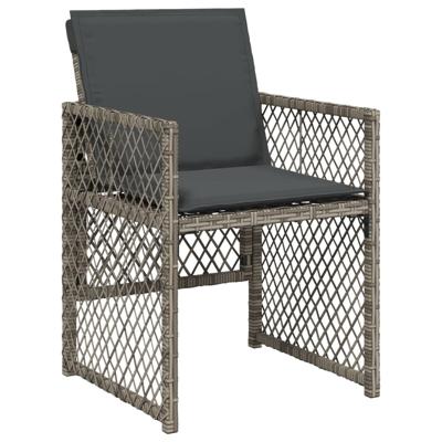 5-delige Tuinset met kussens poly rattan grijs - thumbnail