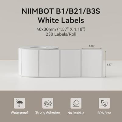 NIIMBOT A2A88608401 Etiketten Wit 230 stuk(s) Weer verwijderbaar Prijslabels, Naametiketten NIIMBOT A2A88608401 Etiketten Wit 230 stuk(s) Weer verwijderbaar Prijslabels, Naametiketten
