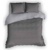 Flanellen Dekbedovertrek Comtesse Antraciet Zilver-140x200|220 - thumbnail
