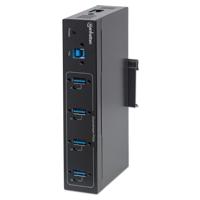 Manhattan USB 3.0 Hub voor industriële toepassingen 4-poorts USB 3.0 hub 4 Port zwart - thumbnail