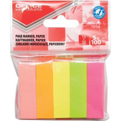 OFFICE products index, 15 x 50 mm, ophangzakje van 5 x 100 tabs, geassorteerde kleuren