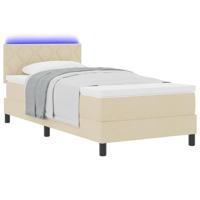 boxspringbed met matras & LED licht crèmekleurig 90x200 cm stof - thumbnail