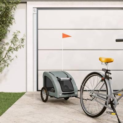 VidaXL Hondenfietstrailer oxford stof en ijzer grijs VidaXL Hondenfietstrailer oxford stof en ijzer grijs