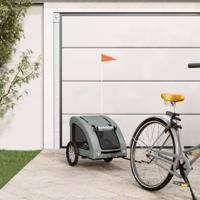 VidaXL Hondenfietstrailer oxford stof en ijzer grijs - thumbnail