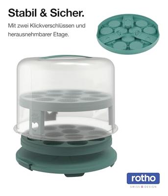 Rotho Fresh Taartdoos XL + Cupcake-Houders 35.5x34.5x26 cm Mistletoe Groen/Transparant