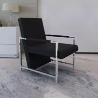 Fauteuil met chromen poten kunstleer zwart - thumbnail
