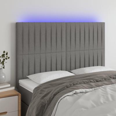 Hoofdbord LED 144x5x118/128 cm stof donkergrijs - thumbnail