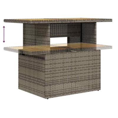 9-delige Loungeset met kussens poly rattan grijs - thumbnail