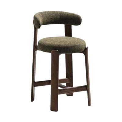 Kave Home Granite barkruk H65 chenille Groen/walnoot