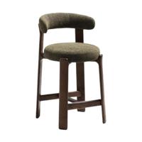 Kave Home Granite barkruk H65 chenille Groen/walnoot - thumbnail