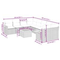 9-delige Loungeset met kussens poly rattan zwart - thumbnail