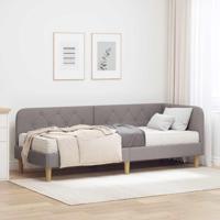 Hoekbedframe met matras met hoofdeinde Taupe 80 x 200 cm Stof - thumbnail