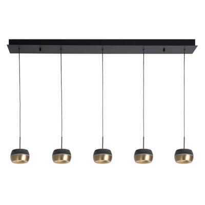 Highlight 5-lichts hanglampNova recht zwart met goud - H5193.38