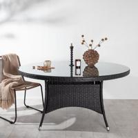 Nohr Ronde Tuintafel 'Camron' Wicker, 150cm, kleur Zwart - thumbnail