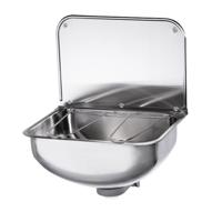 OUTLET Uitstortgootsteen Intra RVS Met Spatscherm 45x31cm Emmerrooster opklapbaar - thumbnail