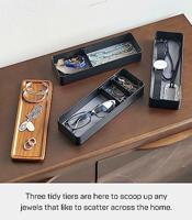 Yamazaki Sieradendoos - 3 niveaus en deksel - Rin - Zwart - thumbnail