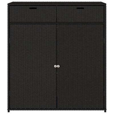 Tuinkast 105x55x113 cm poly rattan zwart