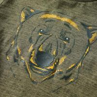 Kindershirt met lange mouwen berenprint 116 gemleerd kakikleurig - thumbnail