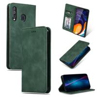 Retro huid voelen Business magnetische horizontale Flip lederen case voor Galaxy A60/M40 (leger groen) - thumbnail