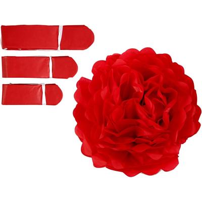Creativ Company Pompon van papier, d 20+24+30 cm, 16 gr, rood, 3 stuk/ 1 doos