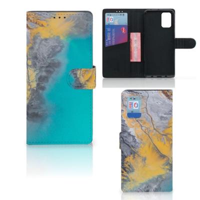 Samsung Galaxy A02s | M02s | Bookcase | Marble Blue Gold Samsung Galaxy A02s | M02s | Bookcase | Marble Blue Gold