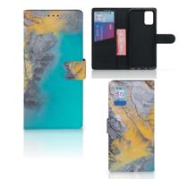 Samsung Galaxy A02s | M02s | Bookcase | Marble Blue Gold - thumbnail