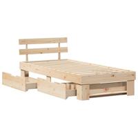 Bedframe met hoofdeinde Bruin 90 x 190 cm Massief grenenhout - thumbnail