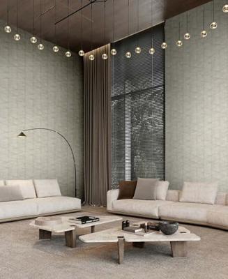 Marburg Travertino Behang met gevlochten wickerlook - 33385