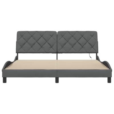 Bedframe met LED zonder matras 180x200 cm stof donkergrijs